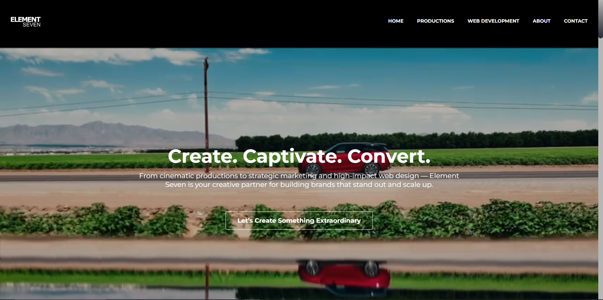 A screenshot of the Home Page of the Element Seven website.